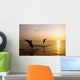 Silhouette Of Bottlenose Dolphins Wall Mural