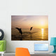 Silhouette Of Bottlenose Dolphins Wall Mural