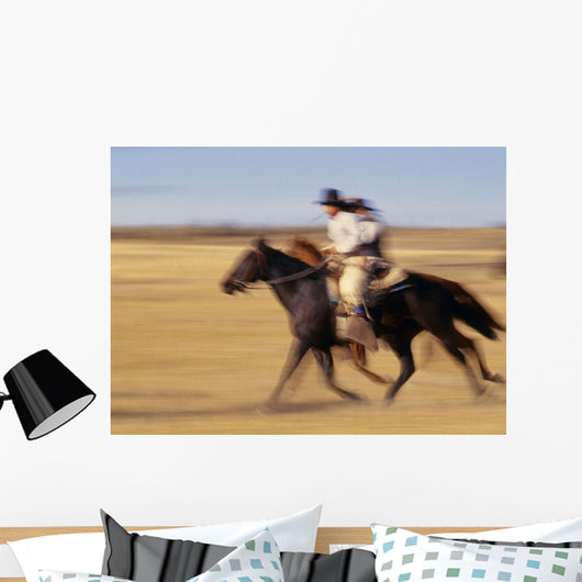 Cowboys Racing Horses Wall Mural