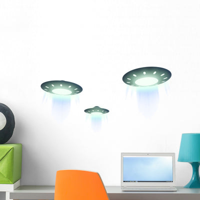 Ufo Wall Decal shown on a wall