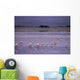 Pink Flamingos Drinking Water Wall Mural