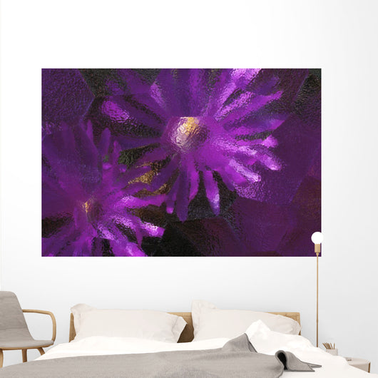 Ice Plant Blossoms Under Ice Wall Mural