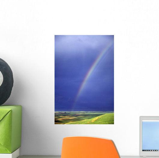 Rainbow Over Rolling Hills Wall Mural