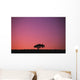 Lone Tree Backlit By Afterglow Wall Mural
