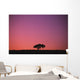 Lone Tree Backlit By Afterglow Wall Mural