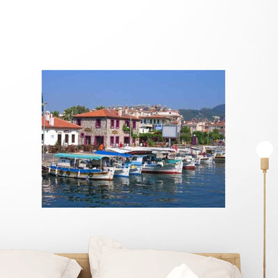 Boats Harbor Wall Decal shown on a wall