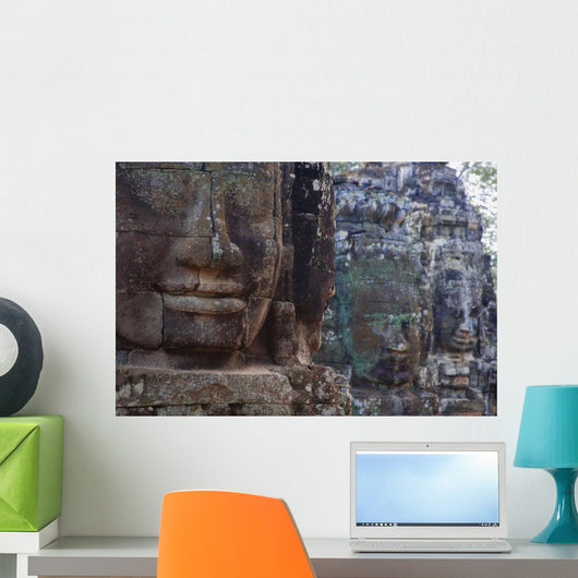 Stone Heads At Bayon Temple Wall Mural