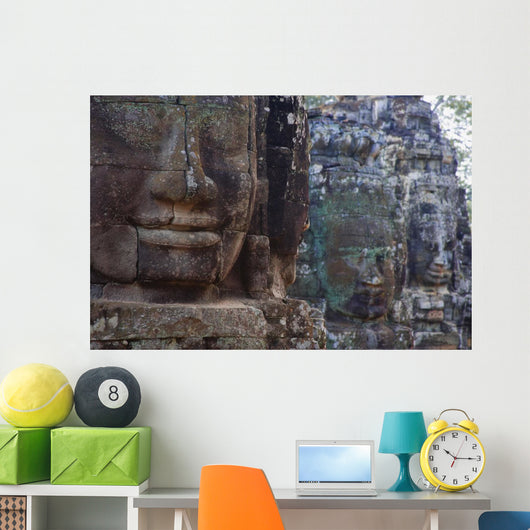 Stone Heads At Bayon Temple Wall Mural