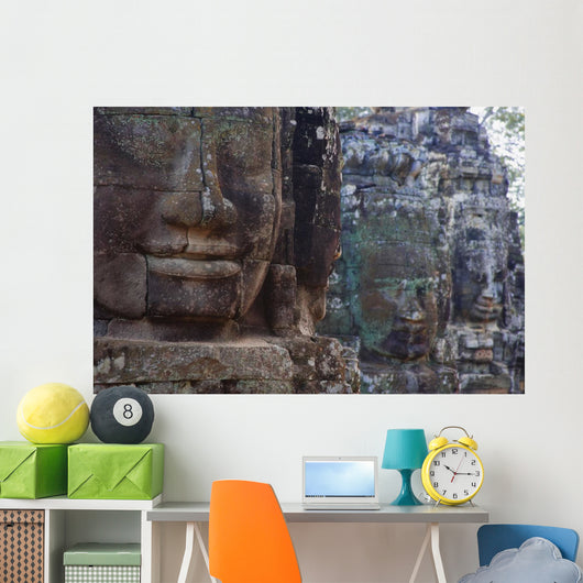 Stone Heads At Bayon Temple Wall Mural