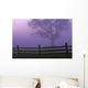 Fenceline Silhouette With Tree Wall Mural