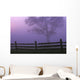 Fenceline Silhouette With Tree Wall Mural