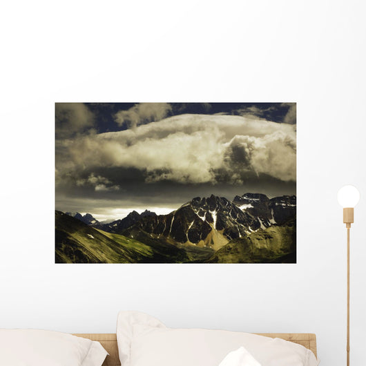 Patches Of Light Above Mountain Range Wall Mural