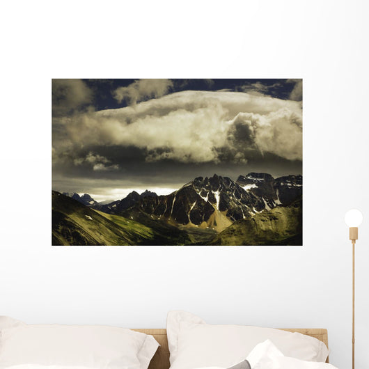 Patches Of Light Above Mountain Range Wall Mural