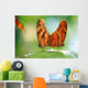 Two Butterflies On A Leaf Wall Mural