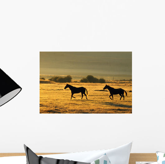 Silhouetted Horses Running Wall Mural