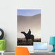 Silhouetted Cowboy On Horseback In Fog Wall Mural