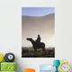 Silhouetted Cowboy On Horseback In Fog Wall Mural