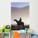 Silhouetted Cowboy On Horseback In Fog Wall Mural