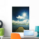 Bright Sun Over Dock On Lake Wall Mural