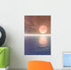 Illustrated Sun Over A Seascape Wall Mural