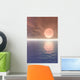 Illustrated Sun Over A Seascape Wall Mural