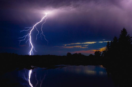 Lightning Storm Over A Lake Wall Mural