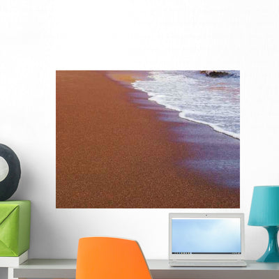 Red Sandy Beach Wall Decal shown on a wall