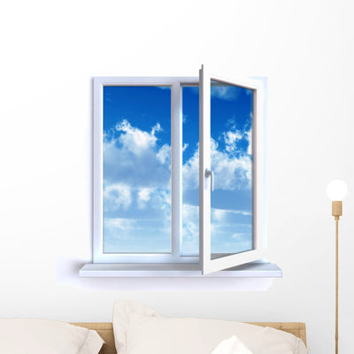 Open Cloudy Sky Wall Decal shown on a wall