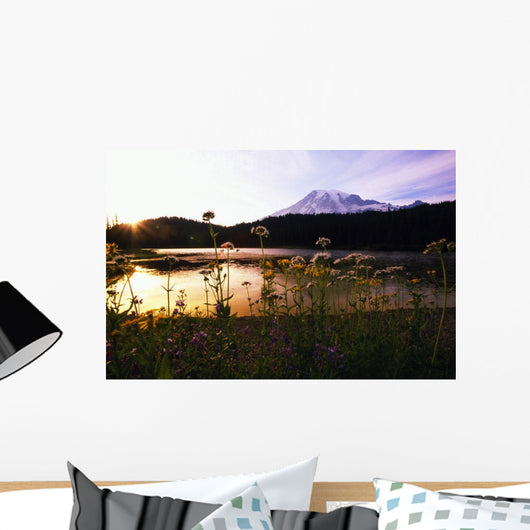 Reflection Lake With Mt Hood In The Distance, Washington Of America Wall Mural