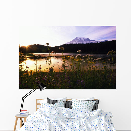 Reflection Lake With Mt Hood In The Distance, Washington Of America Wall Mural