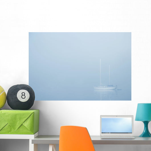 Sailboat In A Fog Wall Mural