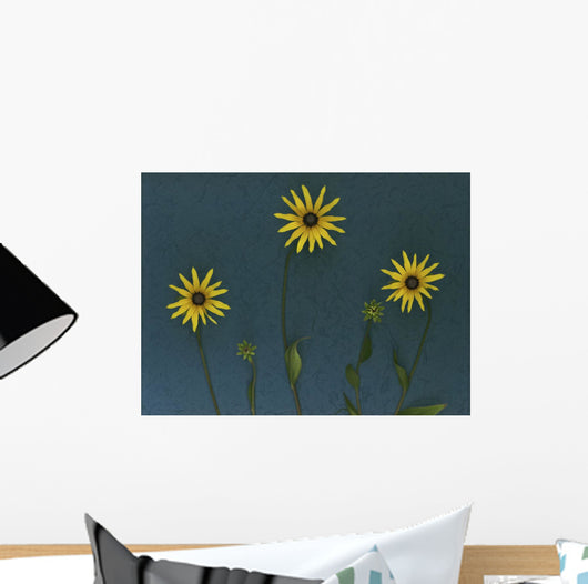 Three Yellow Flowers Wall Mural