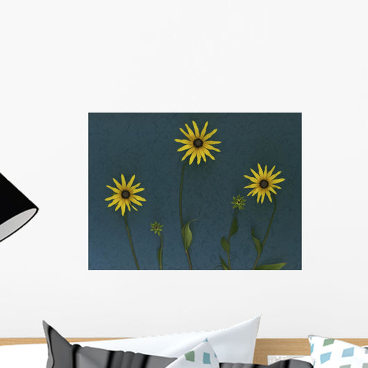 Three Yellow Flowers Wall Mural