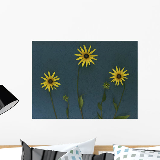 Three Yellow Flowers Wall Mural