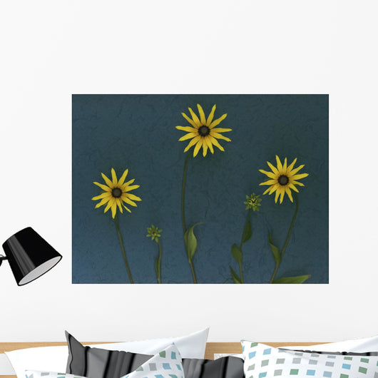 Three Yellow Flowers Wall Mural
