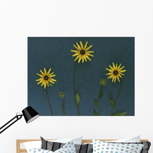 Three Yellow Flowers Wall Mural