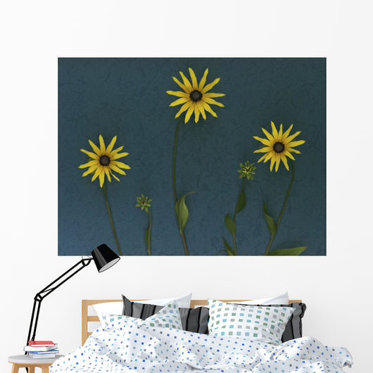 Three Yellow Flowers Wall Mural
