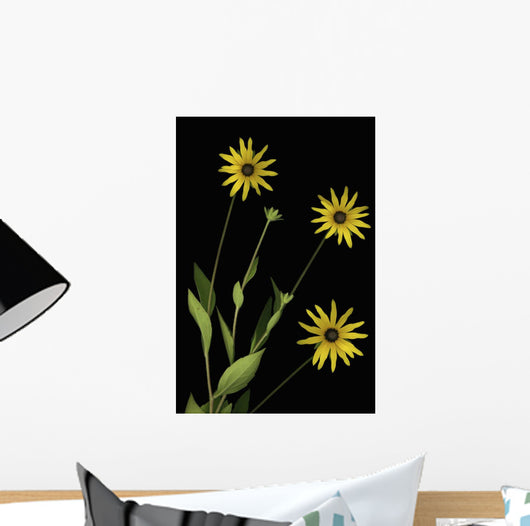 Three Yellow Flowers Wall Mural