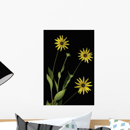 Three Yellow Flowers Wall Mural