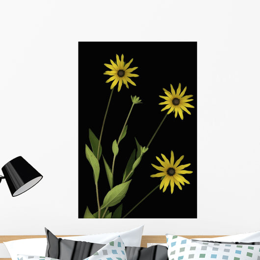 Three Yellow Flowers Wall Mural