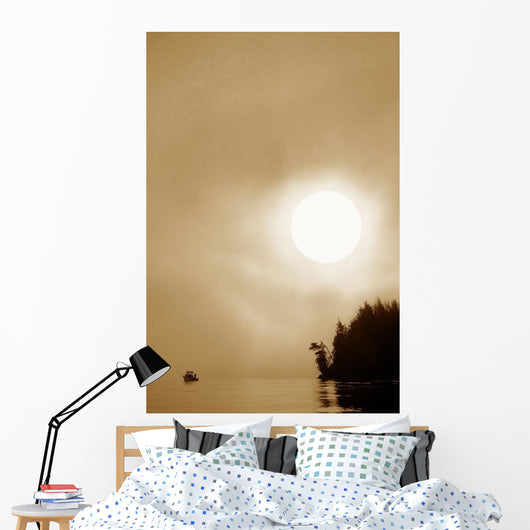 Boat On Lake Wall Mural
