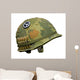 US Vietnam War Helmet - Peace Button Wall Decal