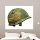 US Vietnam War Helmet - Peace Button Wall Decal