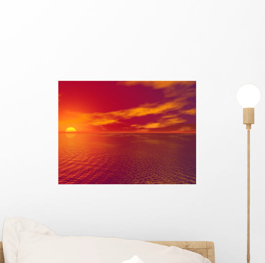 Sunset Over The Water Wall Mural
