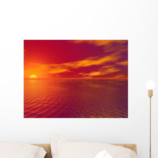Sunset Over The Water Wall Mural