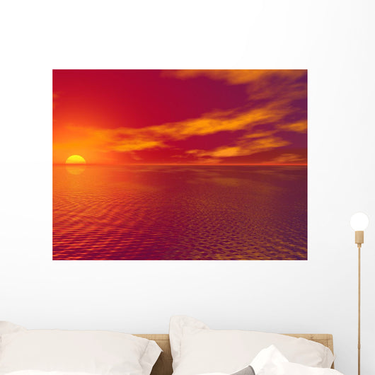 Sunset Over The Water Wall Mural