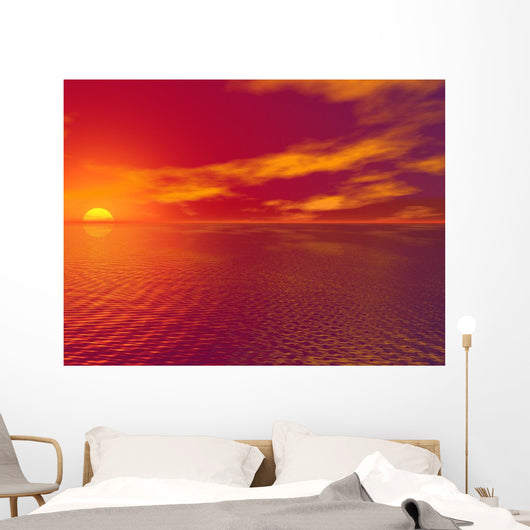 Sunset Over The Water Wall Mural