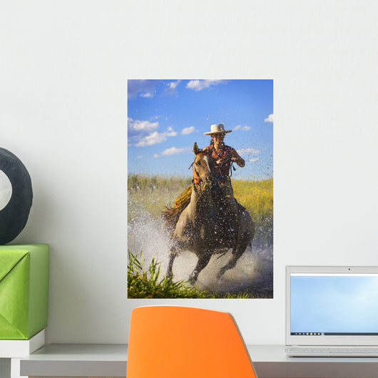 Woman Riding A Horse Wall Mural
