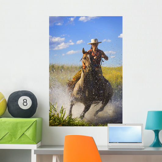 Woman Riding A Horse Wall Mural
