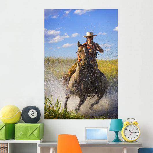 Woman Riding A Horse Wall Mural